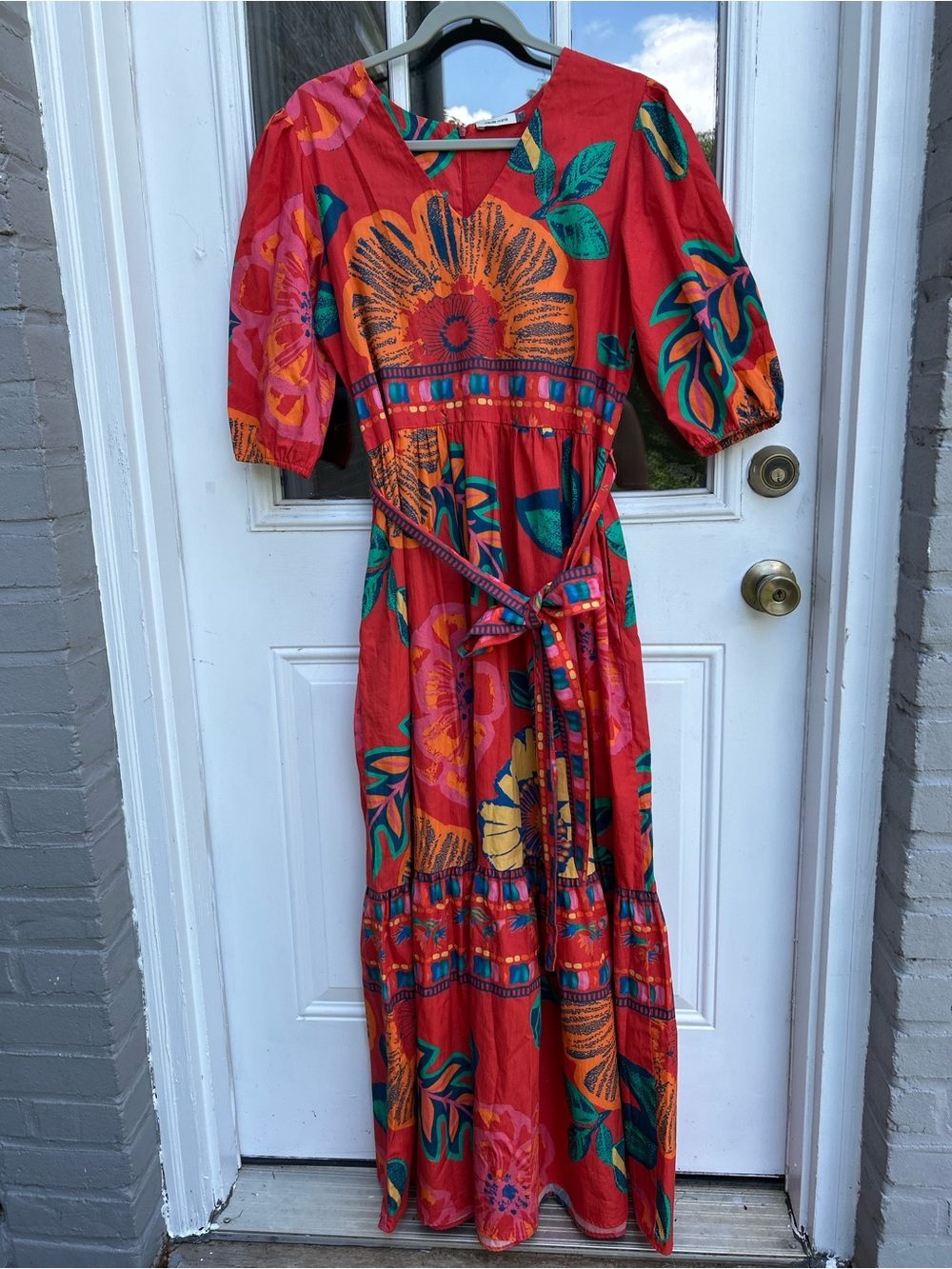 Maude Vivante Tropical Floral Maxi Dress L | 100% Cotton Farm Rio Style Boho - Picture 5 of 12